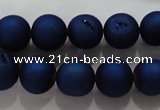 CAG6242 15 inches 8mm round plated druzy agate beads wholesale