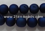 CAG6244 15 inches 12mm round plated druzy agate beads wholesale