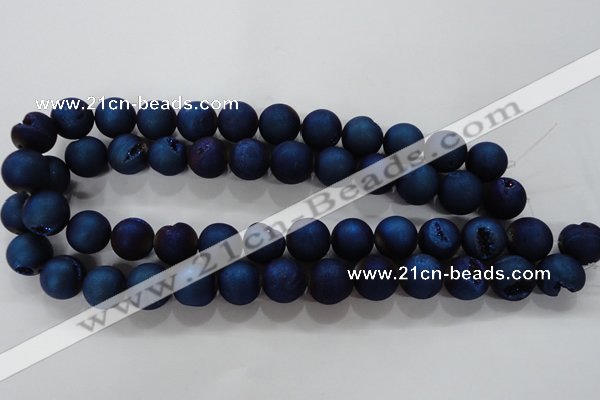 CAG6245 15 inches 14mm round plated druzy agate beads wholesale