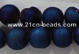 CAG6247 15 inches 18mm round plated druzy agate beads wholesale