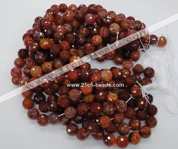 CAG625 15.5 inches 18mm faceted round natural fire agate beads