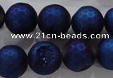 CAG6252 15 inches 8mm faceted round plated druzy agate beads