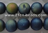 CAG6265 15 inches 14mm round plated druzy agate beads wholesale