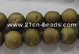 CAG6274 15 inches 12mm round plated druzy agate beads wholesale