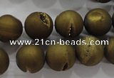 CAG6275 15 inches 14mm round plated druzy agate beads wholesale