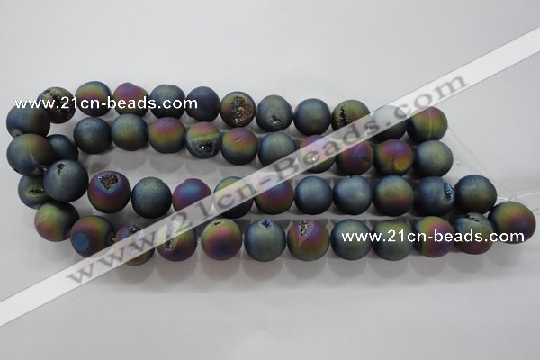 CAG6284 15 inches 12mm round plated druzy agate beads wholesale