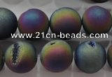 CAG6285 15 inches 14mm round plated druzy agate beads wholesale