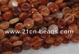 CAG629 15.5 inches 8mm coin natural fire agate beads wholesale