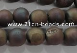 CAG6292 15 inches 8mm round plated druzy agate beads wholesale