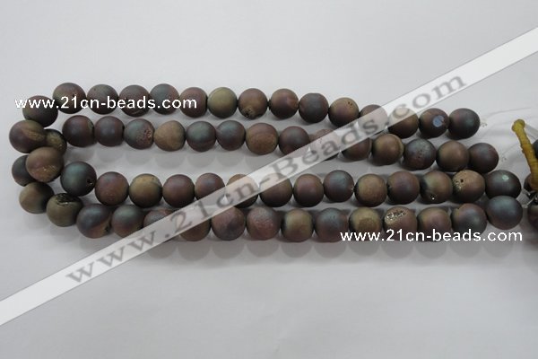 CAG6293 15 inches 10mm round plated druzy agate beads wholesale