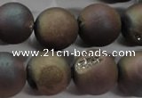 CAG6295 15 inches 14mm round plated druzy agate beads wholesale