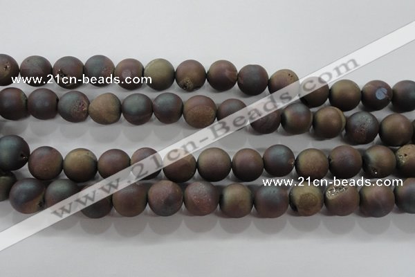 CAG6295 15 inches 14mm round plated druzy agate beads wholesale