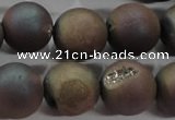 CAG6296 15 inches 16mm round plated druzy agate beads wholesale