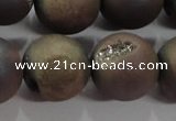 CAG6297 15 inches 18mm round plated druzy agate beads wholesale