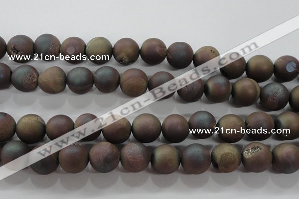 CAG6297 15 inches 18mm round plated druzy agate beads wholesale