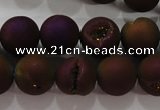 CAG6303 15 inches 10mm round plated druzy agate beads wholesale