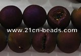 CAG6304 15 inches 12mm round plated druzy agate beads wholesale