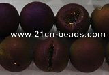 CAG6305 15 inches 14mm round plated druzy agate beads wholesale