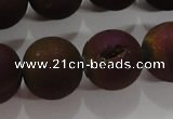 CAG6306 15 inches 16mm round plated druzy agate beads wholesale