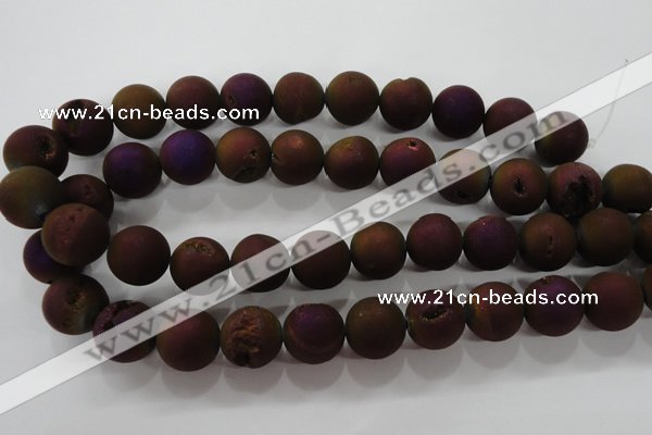 CAG6307 15 inches 18mm round plated druzy agate beads wholesale