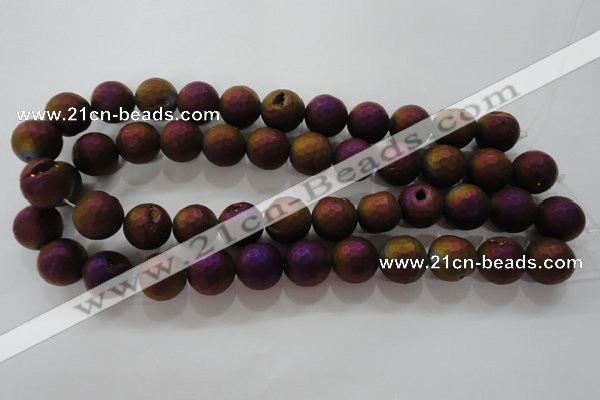 CAG6313 15 inches 10mm faceted round plated druzy agate beads