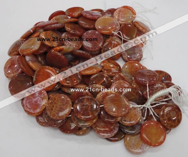 CAG633 15.5 inches 30mm coin natural fire agate beads wholesale