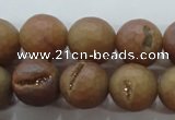 CAG6332 15 inches 8mm faceted round plated druzy agate beads