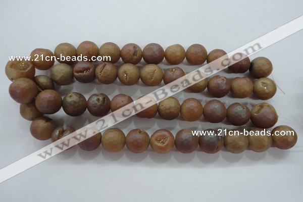 CAG6333 15 inches 10mm faceted round plated druzy agate beads