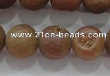 CAG6334 15 inches 12mm faceted round plated druzy agate beads