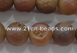 CAG6335 15 inches 14mm faceted round plated druzy agate beads