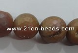 CAG6337 15 inches 18mm faceted round plated druzy agate beads