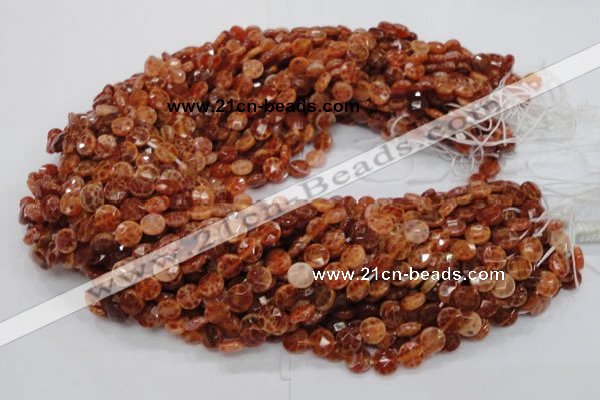 CAG635 15.5 inches 8mm faceted coin natural fire agate beads