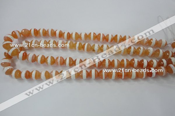 CAG6352 15 inches 12mm faceted round tibetan agate gemstone beads