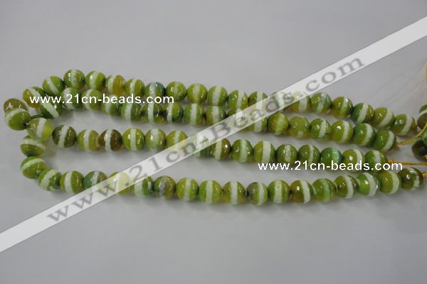 CAG6359 15 inches 10mm faceted round tibetan agate gemstone beads