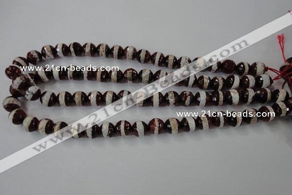 CAG6363 15 inches 10mm faceted round tibetan agate gemstone beads