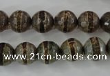 CAG6366 15 inches 8mm faceted round tibetan agate gemstone beads