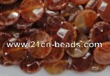 CAG637 15.5 inches 12mm faceted coin natural fire agate beads