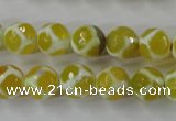 CAG6370 15 inches 8mm faceted round tibetan agate gemstone beads