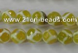 CAG6371 15 inches 10mm faceted round tibetan agate gemstone beads