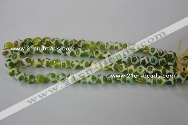 CAG6374 15 inches 8mm faceted round tibetan agate gemstone beads