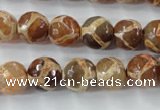 CAG6378 15 inches 8mm faceted round tibetan agate gemstone beads