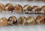 CAG6379 15 inches 10mm faceted round tibetan agate gemstone beads