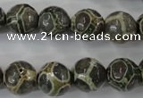 CAG6383 15 inches 10mm faceted round tibetan agate gemstone beads