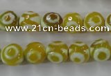 CAG6387 15 inches 8mm faceted round tibetan agate gemstone beads