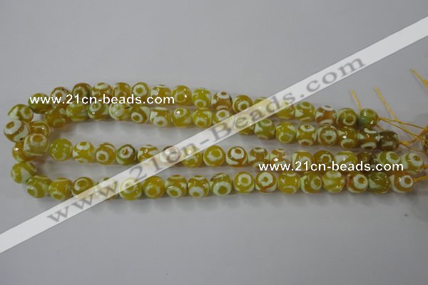 CAG6388 15 inches 10mm faceted round tibetan agate gemstone beads