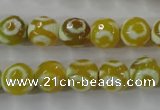 CAG6389 15 inches 12mm faceted round tibetan agate gemstone beads