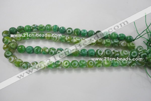 CAG6392 15 inches 10mm faceted round tibetan agate gemstone beads