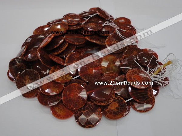 CAG640 15.5 inches 30mm faceted coin natural fire agate beads