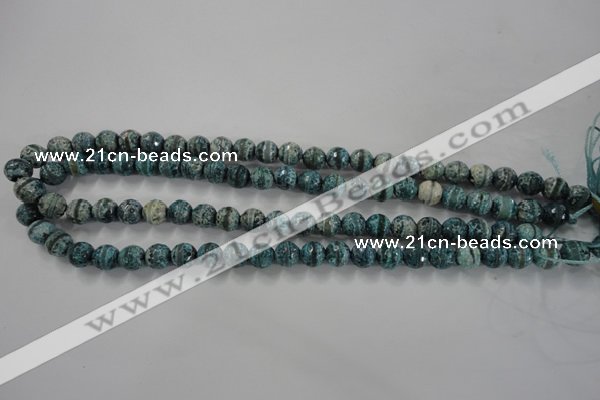 CAG6406 15 inches 8mm faceted round tibetan agate gemstone beads