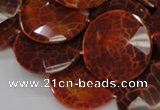 CAG641 15.5 inches 35mm faceted coin natural fire agate beads